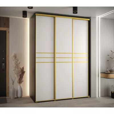 Šatní skříň ASIRI 10 - 180/60 cm, černá / bílá / zlatá