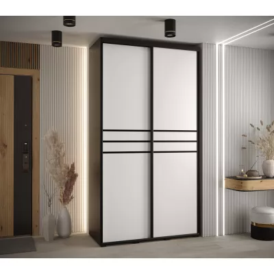 Šatní skříň ASIRI 10 - 130/60 cm, černá / bílá / černá