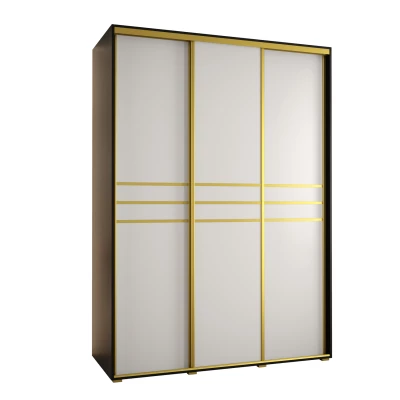 Šatní skříň ASIRI 10 - 180/60 cm, černá / bílá / zlatá
