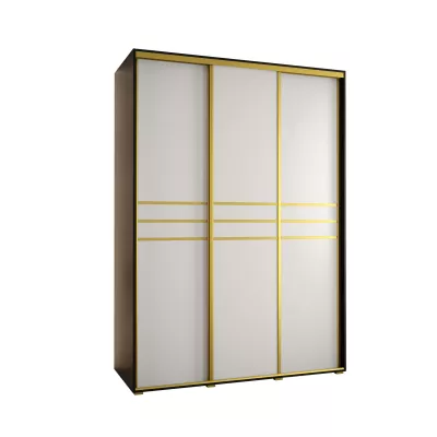 Šatní skříň ASIRI 10 - 180/60 cm, černá / bílá / zlatá