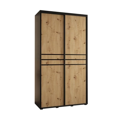 Šatní skříň ASIRI 10 - 130/60 cm, černá / dub artisan / černá