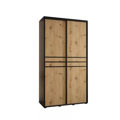 Šatní skříň ASIRI 10 - 130/60 cm, černá / dub artisan / černá