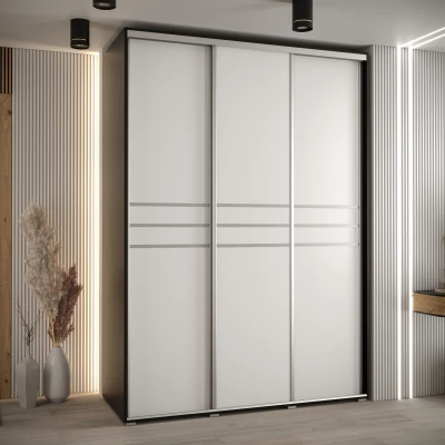 Šatní skříň ASIRI 10 - 180/60 cm, černá / bílá / stříbrná