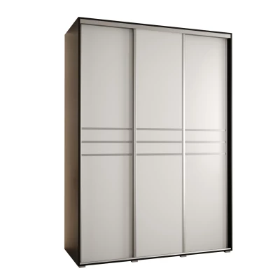 Šatní skříň ASIRI 10 - 180/60 cm, černá / bílá / stříbrná