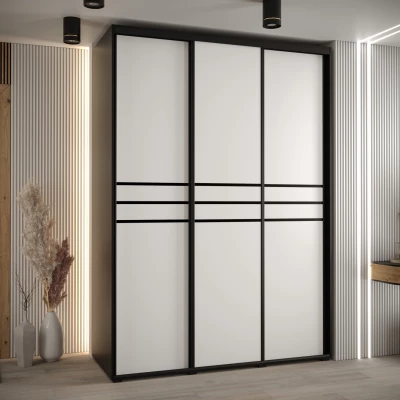 Šatní skříň ASIRI 10 - 180/60 cm, černá / bílá / černá