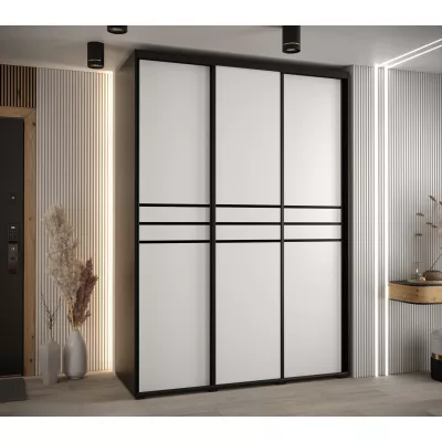 Šatní skříň ASIRI 10 - 180/60 cm, černá / bílá / černá