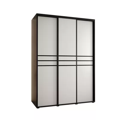 Šatní skříň ASIRI 10 - 180/60 cm, černá / bílá / černá