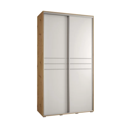 Šatní skříň ASIRI 10 - 130/45 cm, dub artisan / bílá / stříbrná