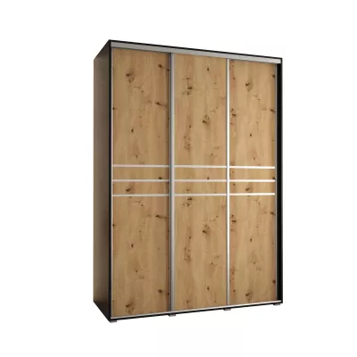Šatní skříň ASIRI 10 - 170/60 cm, černá / dub artisan / stříbrná