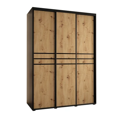 Šatní skříň ASIRI 10 - 170/60 cm, černá / dub artisan / černá
