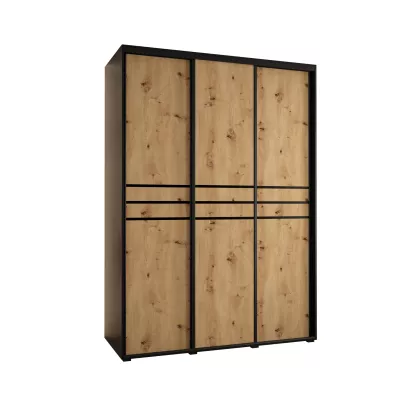 Šatní skříň ASIRI 10 - 170/60 cm, černá / dub artisan / černá