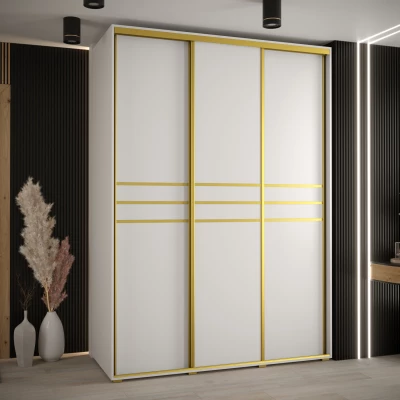 Šatní skříň ASIRI 10 - 170/60 cm, bílá / zlatá