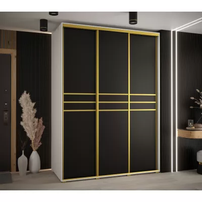 Šatní skříň ASIRI 10 - 170/60 cm, bílá / černá / zlatá