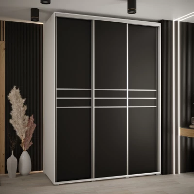 Šatní skříň ASIRI 10 - 170/60 cm, bílá / černá / stříbrná