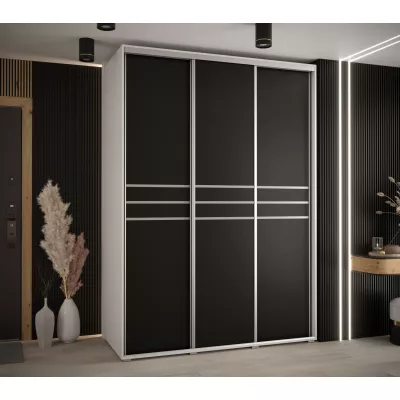 Šatní skříň ASIRI 10 - 170/60 cm, bílá / černá / stříbrná