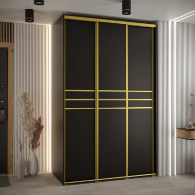 Šatní skříň ASIRI 10 - 160/60 cm, černá / zlatá