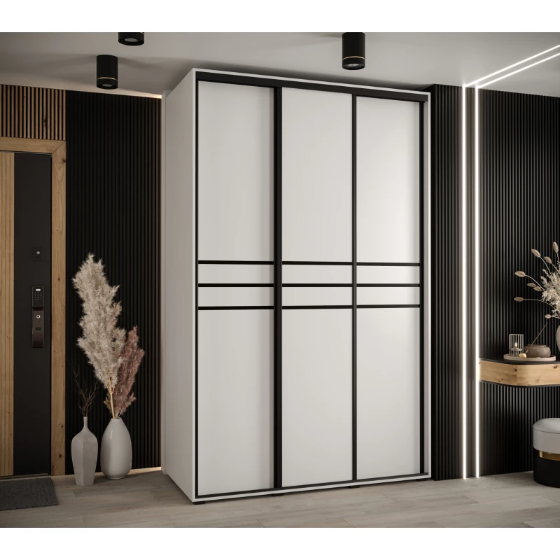 Šatní skříň ASIRI 10 - 160/60 cm, bílá / černá