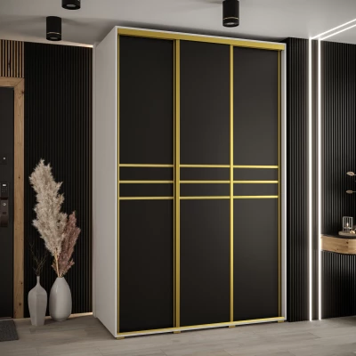 Šatní skříň ASIRI 10 - 160/60 cm, bílá / černá / zlatá