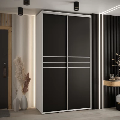 Šatní skříň ASIRI 10 - 130/45 cm, bílá / černá / stříbrná