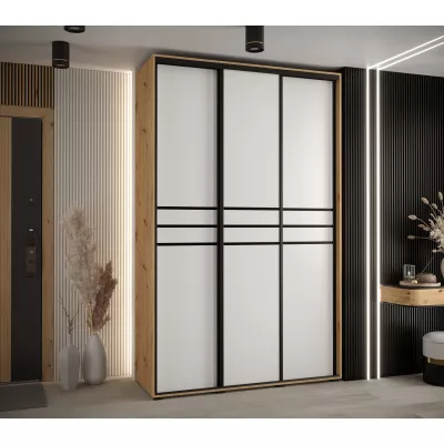 Šatní skříň ASIRI 10 - 150/60 cm, dub artisan / bílá / černá