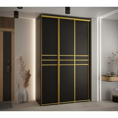 Šatní skříň ASIRI 10 - 150/60 cm, černá / zlatá