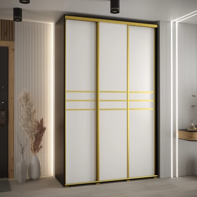 Šatní skříň ASIRI 10 - 150/60 cm, černá / bílá / zlatá