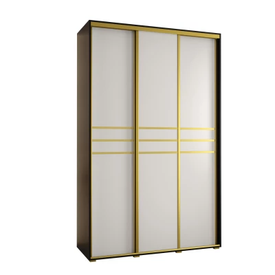 Šatní skříň ASIRI 10 - 150/60 cm, černá / bílá / zlatá