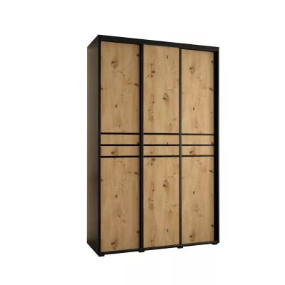 Šatní skříň ASIRI 10 - 150/60 cm, černá / dub artisan / černá