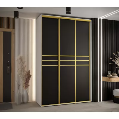 Šatní skříň ASIRI 10 - 150/60 cm, bílá / černá / zlatá