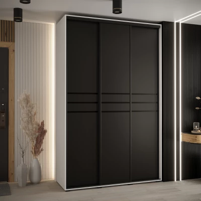 Šatní skříň ASIRI 10 - 150/60 cm, bílá / černá / černá