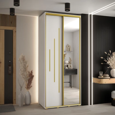 Šatní skříň ASIRI 13 - 110/45 cm, bílá / zlatá