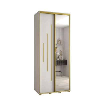 Šatní skříň ASIRI 13 - 110/45 cm, bílá / zlatá