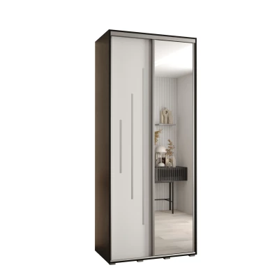 Šatní skříň ASIRI 13 - 110/45 cm, černá / bílá / stříbrná