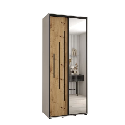 Šatní skříň ASIRI 13 - 120/45 cm, bílá / dub artisan / černá