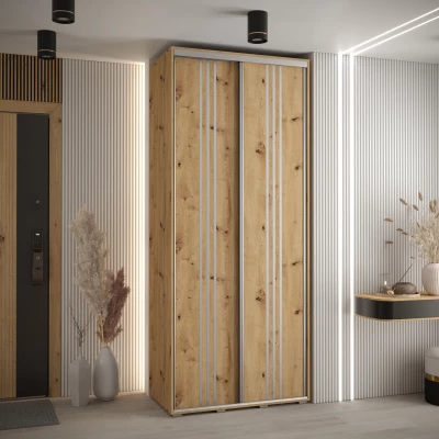 Šatní skříň ASIRI 6 - 100/60 cm, dub artisan / stříbrná