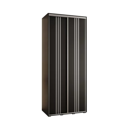 Šatní skříň ASIRI 6 - 100/60 cm, černá / stříbrná