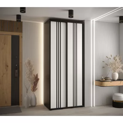 Šatní skříň ASIRI 6 - 100/60 cm, černá / bílá / černá