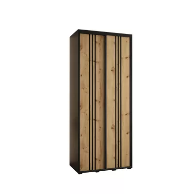 Šatní skříň ASIRI 6 - 100/60 cm, černá / dub artisan / černá