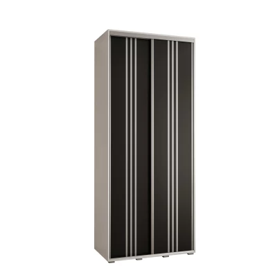 Šatní skříň ASIRI 6 - 100/60 cm, bílá / černá / stříbrná