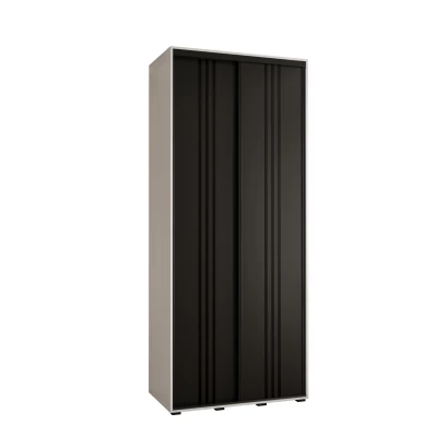 Šatní skříň ASIRI 6 - 100/60 cm, bílá / černá / černá