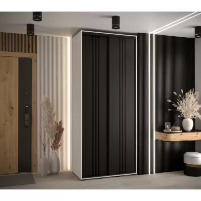 Šatní skříň ASIRI 6 - 100/60 cm, bílá / černá / černá