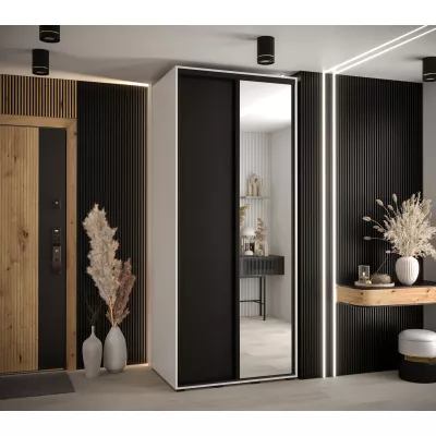 Šatní skříň ASIRI 3 - 120/60 cm, bílá / černá / černá