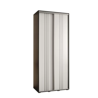 Šatní skříň ASIRI 6 - 100/45 cm, černá / bílá / stříbrná