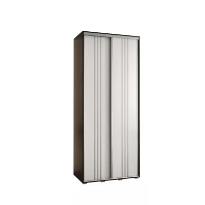 Šatní skříň ASIRI 6 - 100/45 cm, černá / bílá / stříbrná