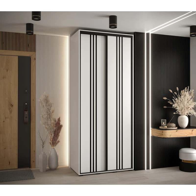 Šatní skříň ASIRI 6 - 100/45 cm, bílá / černá