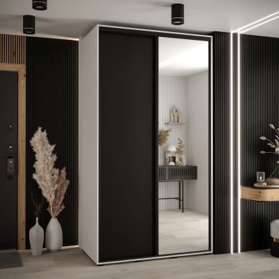 Šatní skříň ASIRI 3 - 130/60 cm, bílá / černá / černá