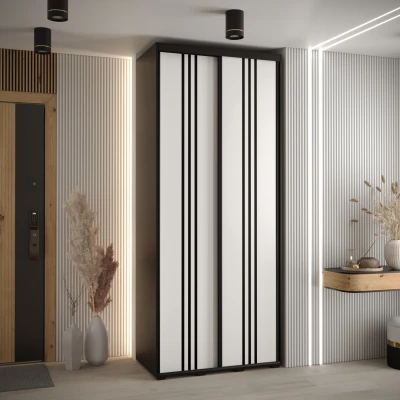 Šatní skříň ASIRI 6 - 110/60 cm, černá / bílá / černá