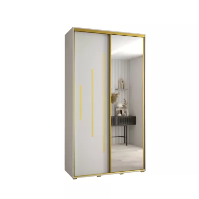 Šatní skříň ASIRI 13 - 140/45 cm, bílá / zlatá