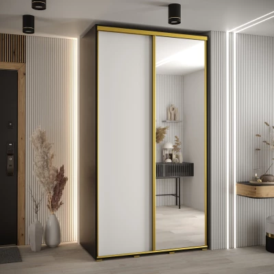 Šatní skříň ASIRI 3 - 130/60 cm, černá / bílá / zlatá