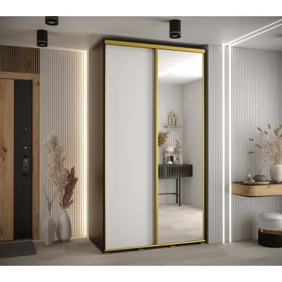 Šatní skříň ASIRI 3 - 130/60 cm, černá / bílá / zlatá